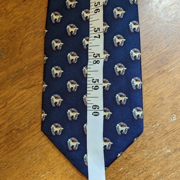 Vintage Navy Blue Silk Horse and Horseshoe novelty print - Picture 8 of 8